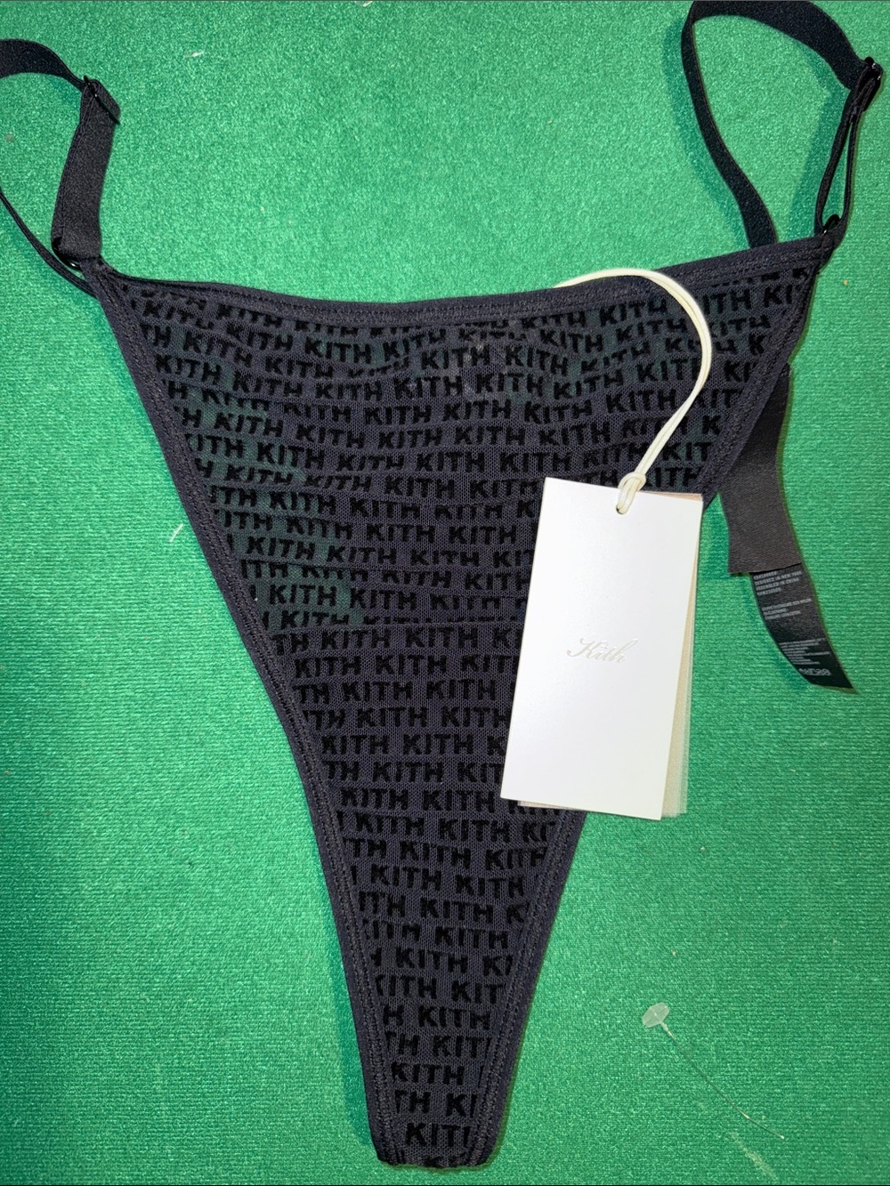 Kith Black Logo Jacquard Thong Bikini Bottom